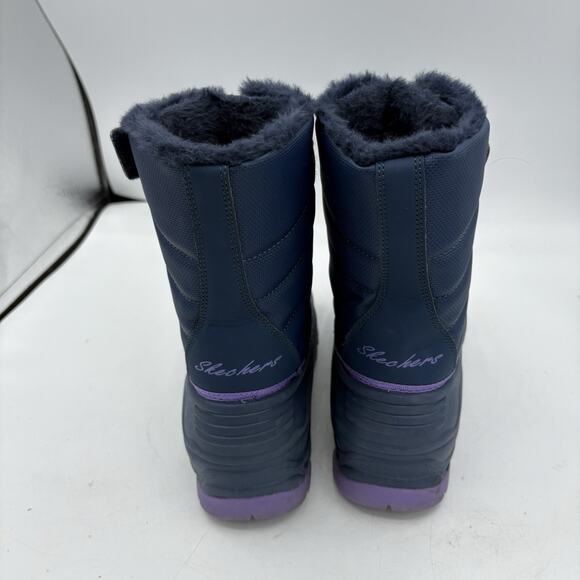 Skechers Boots Little Girls Size‎ 1 Cold Weather Winter Snow Navy Purple 88885L - Picture 4 of 9